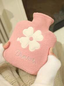 2pcs Pink Thickened Winter Plush Hot Water Bottle, Hot/Cold Therapy Bag