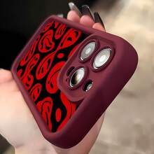 La funda para teléfono con espejo con patrón de salpicadura de cara sonriente también se puede usar como espejo y es compatible con  17,  16 Pro Max,  15 Pro Max,  13 y  12. Está hecha de TPU y brinda protección contra golpes y caídas. Es un regalo perfecto para familiares, amigos, novios/novias e ideal para cumpleaños, vacaciones o simplemente porque sí. - Burdeos - Ver 5