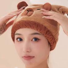Tendencia3pc Capybara Turbantes De Secado Rápido Gorros Para El Pelo Marrón CarpinchoCalidad premium - Marrón - Ver 5