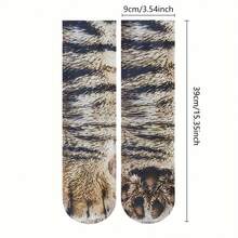 1 Pair Of Realistic 3D Cat And Dog Paw Print Pattern Socks - Featuring Tabby, Tuxedo, British Shorthair Kitten/Puppy Paw Prints - Fun Pet Theme Role Play And Theme Party (Hand Washable) - 1 đôi giày hiệu White Cat - Xem 6