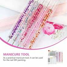 二合一水钻点钻美甲笔套装，美甲工具，凝胶指甲油设计绘图笔，美甲水钻笔，美甲宝石拾取笔，珠子，珍珠美甲装饰笔，DIY凝胶指甲点钻笔，便携式水钻工具，适用于专业和个人美甲绘画及创意作品，颜色随机 - 彩色 - 查看 8