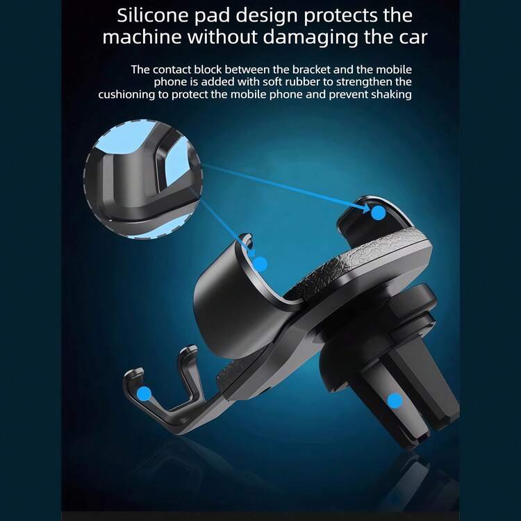 皮革纹理出风口式车载手机支架 062-1 皮革纹理重力支架，全新车载手机支架，专为车辆设计，防抖车载导航固定支撑架，车内重力式车载手机支架带自动锁定功能，出风口式车载手机支架，情人节礼物 - 黑色 - 查看 8
