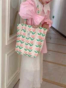 Summer Super Fresh European And American French Style Rhombus Ditsy Floral Fashion Shoulder Bag, Student Cloth Bag - Multicolor - View 7