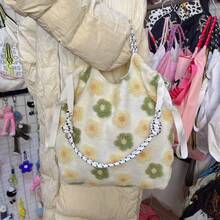 Large Capacity Foldable Tote Bag, Shoulder Handbag - Apricot - View 1