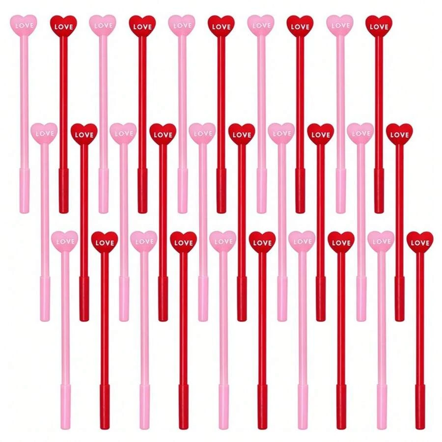 [Valentine's Day Theme Stationery] [Random] 1/5/10/20 Pcs/Set Valentine's Day Theme 0.5mm Ballpoint Pen Set, Suitable For Students And School Use, Valentine's Day Stationery Set, Valentine's Day Gift Set, Valentine's Day Classroom Exchange Gift, Gift Bag Filler Toys - Multicolor - View 1