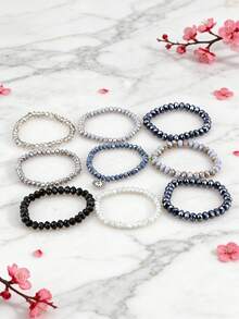 1件复古多层水晶珠手链套装腕带手链时尚饰品礼品 - 風格 - 查看 4