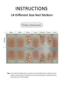 Step Into The World Of Convenience 1 Sheet 14 Tips Medium Sized Artificial Natural Nails Sticker Shimmering Sky Nail Wraps For Style Changers