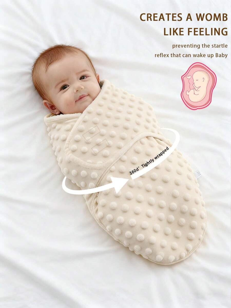 1pc Soft & Breathable Solid Color Fleece Baby Sleeping Bag, Suitable For Home Use - Khaki - View 1