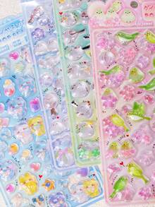 这些透明防水水晶球树脂3D包装包含巨型花朵、泰迪熊、3D立体动物形状，非常适合DIY手机壳，或作为水瓶、玩具、盒子、电子设备和其他物品的可爱装饰品。 - 彩色 - 查看 3