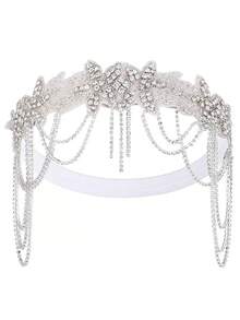 1 szt. Retro opaska na głowę z kryształkami, luksusowa biżuteria z koralikami na czoło dla panny młodej i pana młodego, lśniący dodatek do włosów dla kobiet, akcesoria do włosów dla panny młodej - Wielokolorowe - Zobacz 10