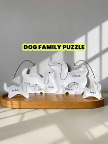 定制亚克力拼图，狗狗图案，可定制姓名，家庭拼图，家庭游戏，家居装饰，桌面摆件，生日礼物和周年纪念礼物（送给家庭成员） - 彩色 - 查看 8