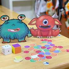 qixi 1 pieza Juguete educativo de cálculo matemático para niños de primaria, herramienta educativa de galleta de monstruo - Verde - Ver 7