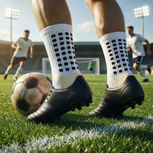 1 Set Football Leg Warmers, Shin Guards, Sports Bandage, Field Equipment - Breathable Anti-Slip Dotted Football Leg Warmers - Multicolor - View 6