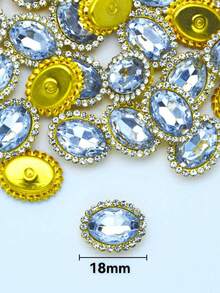50pcs White Oval Bicolor Sunflower Handmade Rhinestone Claw, Suitable For Clothing, Shoes, Hats, Bags And Other DIY Decoration Materials And Accessories - White - View 2