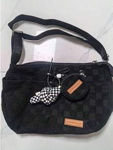 日式Hobo单肩包，大容量毛绒斜挎包，时尚日常背包，适合上学、通勤、秋冬季节、生日/大学/圣诞节礼物 - 彩色 - 查看 10