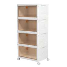 CYE T EASYTAO Cajas de Almacenamiento 4 Niveles Contenedores de Organizador Apilables de Plástico con Tapas Y Ruedas 39 x 28 x 21cm Armario de Organización Plegable - como en la foto - Ver 1