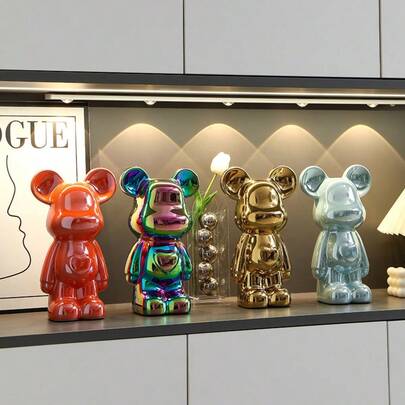 豪华小熊存钱罐，客厅电视柜装饰，桌面甜美小熊高端电镀摆件，乔迁礼物