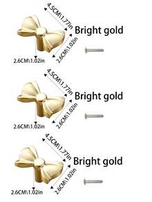 5个欧式奢华蝴蝶结橱柜拉手，适用于厨房橱柜、衣柜、抽屉、鞋柜、玄关柜、卧室柜，优质五金配件，实心黄铜拉手，含螺丝 - 彩色 - 查看 15