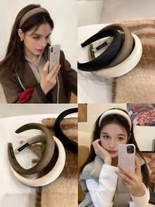 3件套女士黑色、白色、棕色发带，时尚百搭高端简约设计发饰，适合日常佩戴、通勤、派对、休闲、海滩、化妆、搭配服装等场合。 - 彩色 - 查看 8