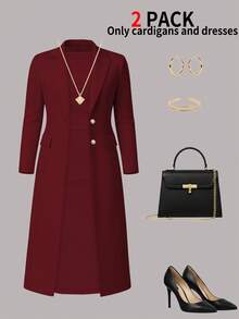 女士两件套春季穿搭 - 酒紅17 - 查看 2