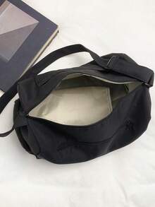 Large Capacity Nylon Short Trip Duffel Bag, Gym Bag, Yoga Bag, Student Back To School Luggage Bag, Unisex - Black - View 10