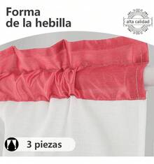 TendenciaPaquete De 3 Cortinas De Cocina De Tul Con Bordado FloralCalidad premium - Rosa - Ver 7