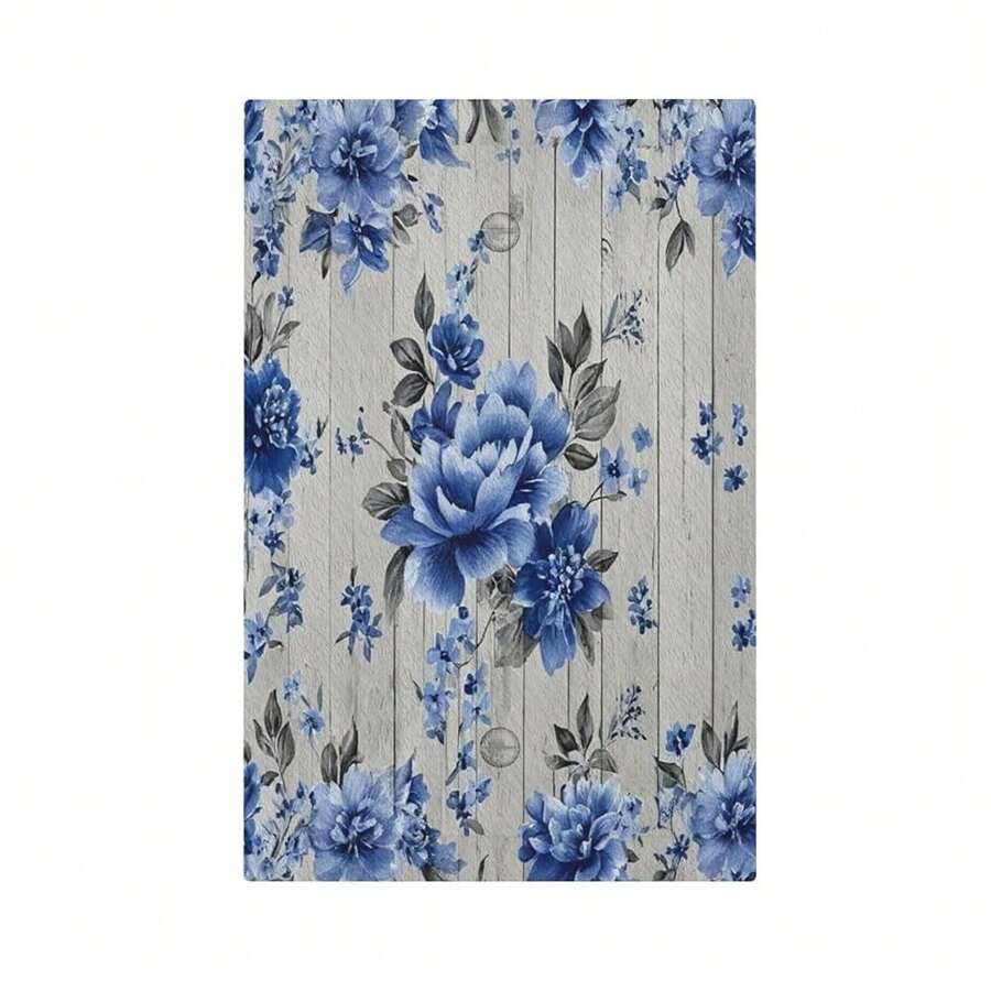 Decorative Light Switch Cover Blue Purple Floral Rustic Wood Farmhouse Flower Wall Plate Cover 1 Gang Blank No Device Outlet Covers Electrical Switchplate For Bathroom Bedroom Decor - 藍紫色花卉鄉村木質農舍花卉 - 查看 1