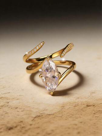 Set de 2 anillos apilables de lujo con diseño de ojo de circonia incrustada en cobre, adecuados para uso diario, ocasiones sociales ligeras, regalo para vacaciones