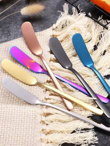 1 pieza Cuchillo mini de acero inoxidable para postre, cuchillo para desayuno, espátula para untar, para pan, mermelada, mantequilla, queso y postre, espátula para mantequilla, cuchillo multiusos para cortar mantequilla, pan, pastel, apto para cocina, comedor, fiesta, lavavajillas - Multicolor - Ver 5