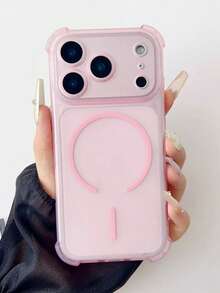 1pc Precise Hole Air Cushion Anti-Fall Magnetic Absorption Phone Case, Matte Pink Transparent Phone Case Compatible With IPhone 11/12/13, Magnetic Ring Wireless Charging Phone Case Compatible With IPhone 14/15/16, Pink Girly Phone Protective Case Compatible With IPhone 17/17Pro/17ProMax/Air Series, TPU Soft Phone Protective Cover Compatible With IPhone 15, Phone Case Compatible With IPhone 16, Phone Case Compatible With IPhone 17 Pro, Phone Case Compatible With IPhone 13 - View 5