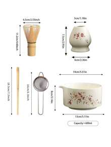 1 Set Creative Japanese Style Matcha Bowl, Handmade Bamboo Matcha Whisk, Tea Ceremony Tools, Sung Dynasty Style Matcha/Milk Tea Bowl, Matcha Preparation Set