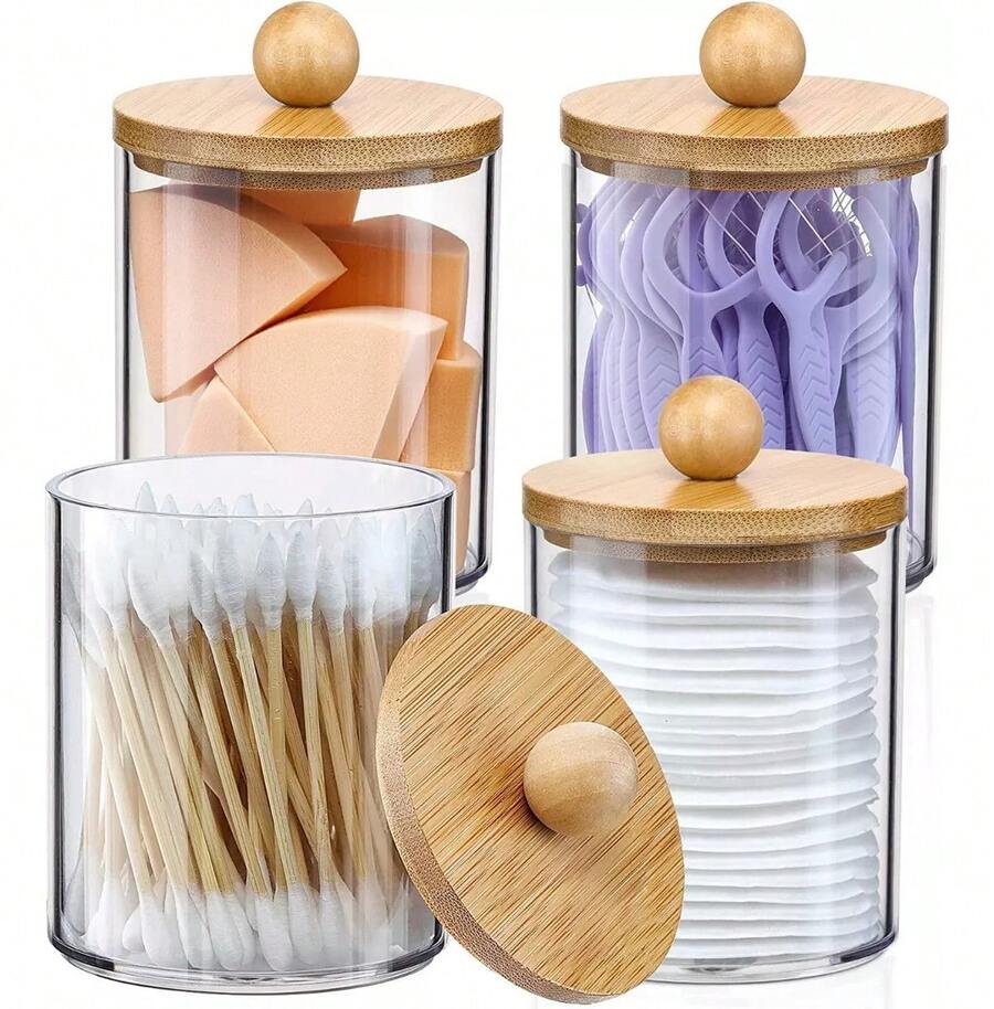 TendenciaOrganizador De Baño De Bambú Con 4 Bastoncillos De Algodón Combo NubeCalidad premium - 1 - Ver 1