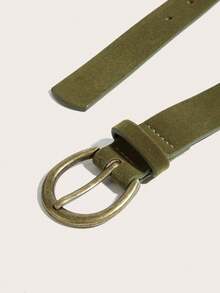 1pc Green Women's Belt, Vintage Belt, Green Belt, Bronze Buckle Belt, Fashion Simple Belt, Boho Belt, Y2K Belt, Country Belt, Rodeo, Cowgirl Belt, Western Belt, Match With Dress, Pants, Pants, Suitable For Party, Gathering, School, Music Festival, Summer, Autumn, Back To School Season - Green - View 4