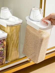 1pc/2pcs Kitchen Storage Canister, Airtight Sealed Food Storage Container With Lid, Portable Leak-Proof Grain Cereal Nut Flour Rice Storage Box, Kitchen Organization Accessories - Clear - View 12