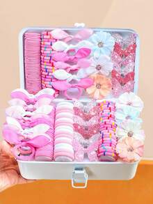 191件/套粉色闪光蝴蝶发饰套装，包含蝴蝶结、蝴蝶、花朵元素，可爱甜美，适合女孩和女士，可用于日常、派对、春季郊游、旅行、上学、情人节礼物、2026新年礼物、头部饰品、情人节饰品 - 彩色 - 查看 11