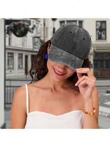 Item Picture Colorful For Lotus Flower Print Baseball   Washed Vintage Duckbill Hat For Outdoor Casual Streetwear Hip Hop Rock_WH_1200x1600px - màu đen - Xem 6