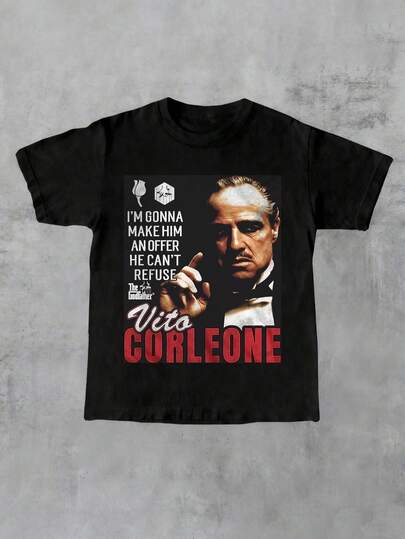 Vito Corleone The Godfather T Shirt  Men T Shirt Men's Pure Cotton T-Shirt 200g,Funny,NewYear, For GlFT
