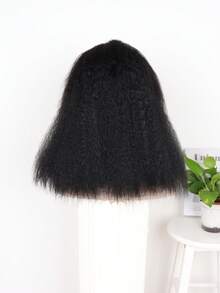 【非裔卷曲发合成假发】10-16英寸非裔卷曲发合成YaKi直发假发 - 自然柔软假发，适合女性日常佩戴，13X4蕾丝前假发，混合发丝，合成纤维和蛋白质丝混合而成 - SNatural - 查看 4