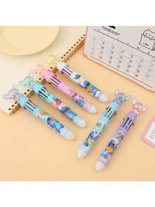 1pc/2pcsSDisney Stitch Series Erasable Gel Pen 5 Packs, 0.5mm Cartoon Theme Ink Pen5pcsPack Christmas Themed Metal Ballpoint Pens, Pocket …Clip, Retractable, Round Tip, Medium Point, Office Writing Supplies - Multicolor - View 3