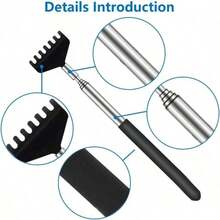 1pc Portable Retractable Metal Back Massager, Hand Massager, Made Of Stainless Steel Material, With A Retractable Back Scraping Board And Scraping Massage Tool, Equipped With A Soft Rubber Handle, Suitable As Thanksgiving, Birthday, And Christmas Gifts, Suitable For Adults, The Elderly, And Pets, And Can Be Given As Gifts