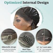 自然网状假发 13x4 蕾丝前假发 合成假发 棕色带灰金色挑染 角色扮演派对日常佩戴 柔软耐热 短款波波头 棕色蜂蜜金渐变蕾丝假发 透明小号/大号帽 - 彩色 - 查看 9