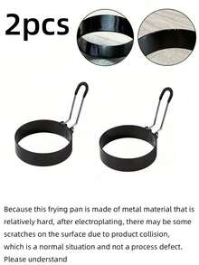4个不锈钢煎蛋圈，圆形鸡蛋模具，带硅胶手柄，不粘鸡蛋烹饪圈 - 黑色 - 查看 12