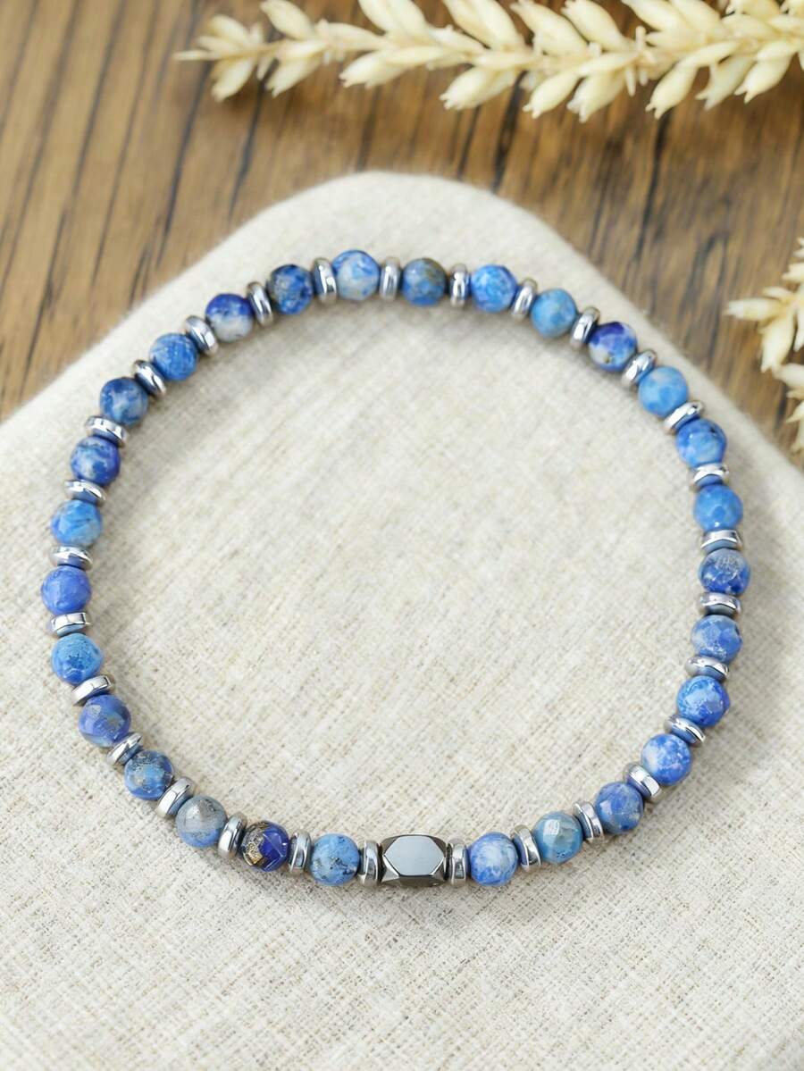 Fashion Nature Lapis Lazuli Beaded Bracelet For Boys Girls Bohemian Minimalist Charm Frienship Bracelets Accessories Jewelry Party Gifts - Multicolor - View 1