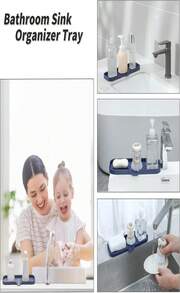 MicoYang Silicone Bathroom Soap Dishes With Drain Spout-Bathroom And Kitchen Sink Organizer,Sponge Holder,Dish Soap Tray,Perfect For Dispenser,Scrubber,Bottle,Cup On Sink Or Counter-Black 49"*32" - ColorI - 查看 3