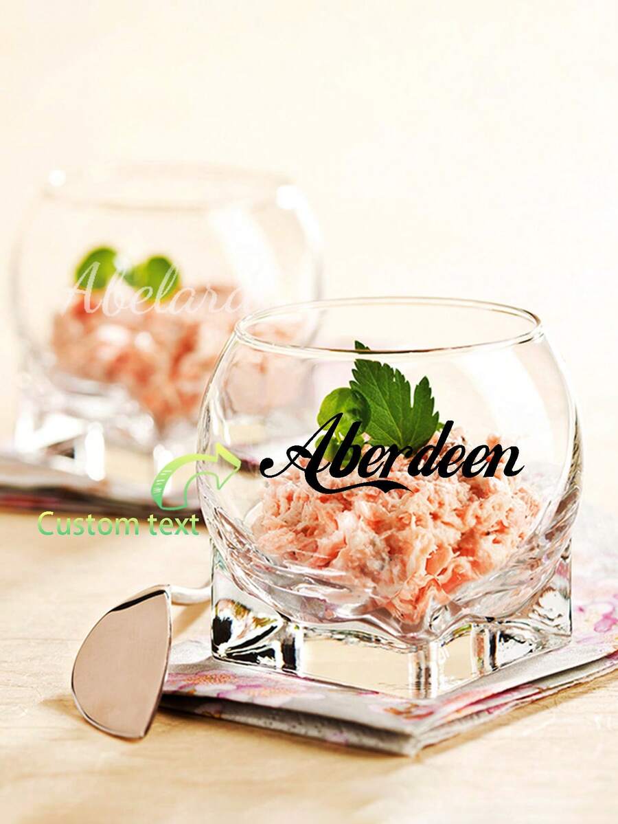 1pc Customized Logo Creative Transparent Glass Bowl, Compact Hotel Dessert Bowl, Afternoon Tea Yogurt Ice Cream Cup, Nordic Style Kitchen Tableware, Lead-Free Glass Pudding Cup, Home Salad Bowl - Multicolor - View 1