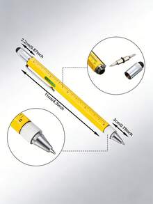 2/1Pc High-Quality Compact 6-In-1 Multifunctional Tool Pen - Strong Magnetic Cross-Head & Flathead Screwdriver Bits, Smooth Writing Ballpoint Pen, High-Sensitivity Stylus, Precision Ruler, Mini Bubble Level, All-In-One Pocket Gadget For Home Repair - Multicolor - View 3