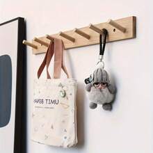 1pc Wooden Key Holder Rack, Nordic Style Wall Mounted Storage Hook, Creative And Space-Saving, Suitable For Kitchen, Bathroom, Bedroom, Back Door, Coat Rack - Apricot - View 13