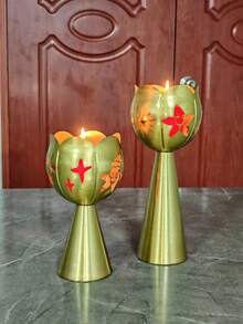 Lotus Cone Shaped Scented Candle Holder, Suitable For New Year, Bedroom, Dining Table Center, Hotel Home, Room, Living Room Decor, Wedding, Anniversary, Gift, Holiday Home Decoration - Multicolor - View 3