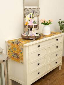 1 件波西米亚风桌旗，菱形格纹长方形桌布，多种尺寸可选，适合家庭用餐、厨房装饰、家居装饰、户外派对和餐厅装饰，是户外餐桌布置的完美礼物，亚麻质感外观，餐桌装饰，节日装饰 - 薑色 - 查看 4