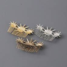 Large And Small Diamond-Studded Starry Sky Vintage Hair Comb Alloy Women's Butterfly Hair Accessory Hair Comb European And American Cross-Border Manufacturer - 銀色 - 查看 4